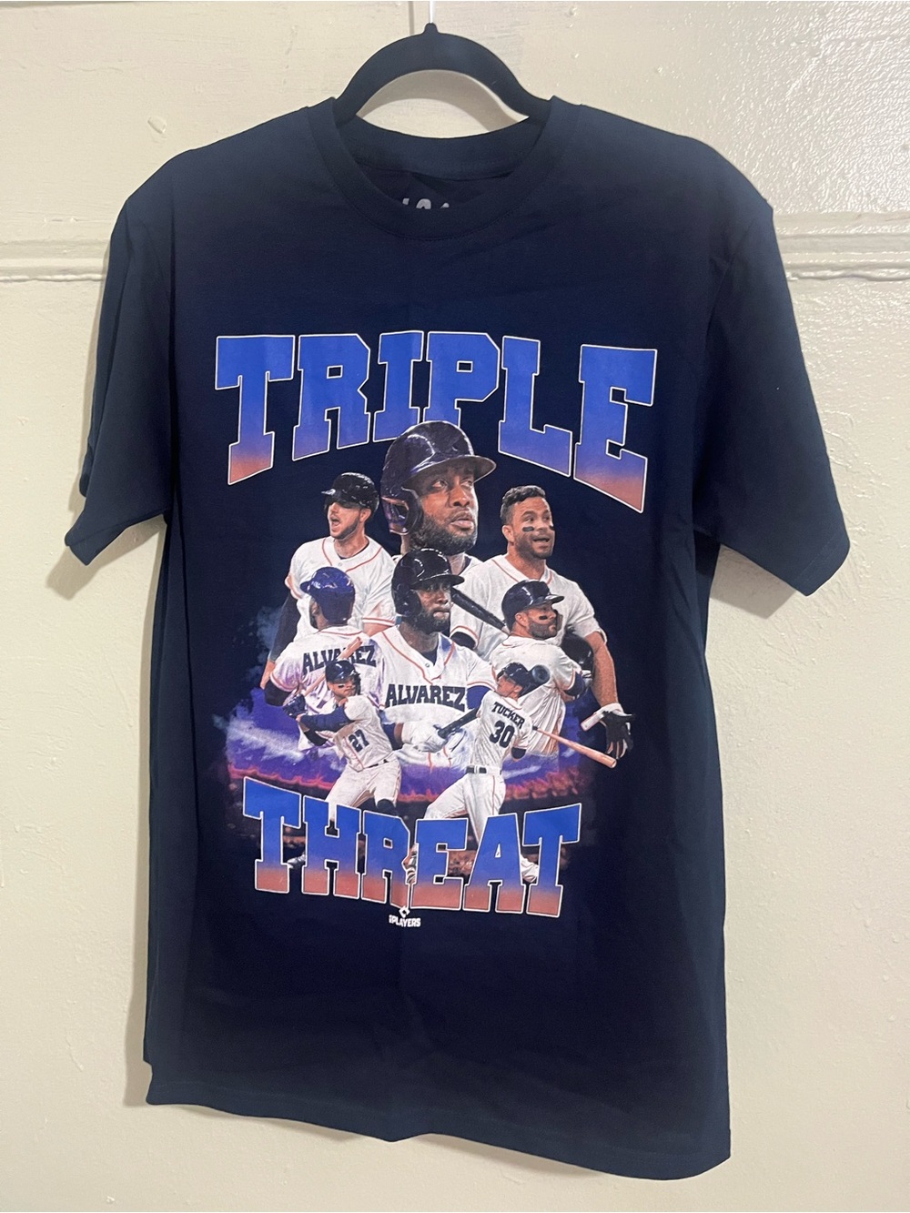 Triple Threat Graphic Tee featuring Alvarez - Black with Blue & Purple Print